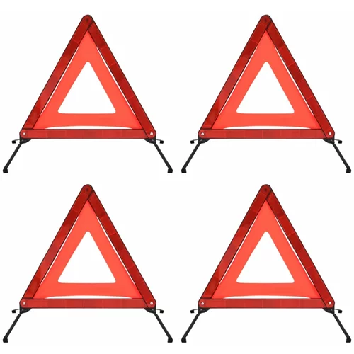 vidaXL Prometni trokuti upozorenja 4 kom crveni 56 5 x 36 5 x 44 5 cm
