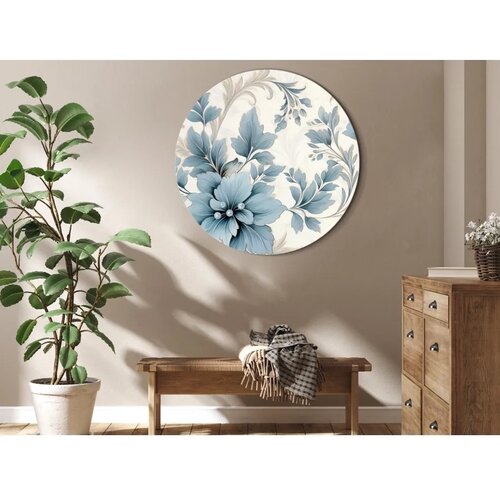  Okrugla slika - Turquoise Flowers in Retro Ambience Floristic Ornaments 80x80 Cene