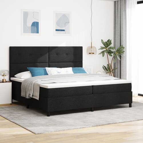 VidaXL Postelja z vzmetnico Box Spring črna 200x200 cm tkanina Slike