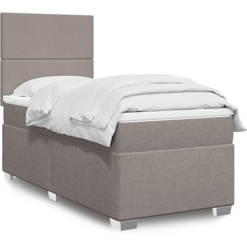 VidaXL Krevet s oprugama i madracem smeđesivi 90x200 cm od tkanine Slike