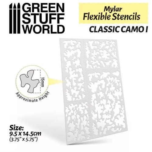 Green Stuff World flexible stencils - classic camo 1 Cene