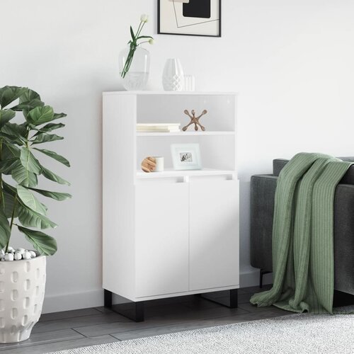 vidaXL Visoka omara Bela 60x36x110 cm inženirski les Cene