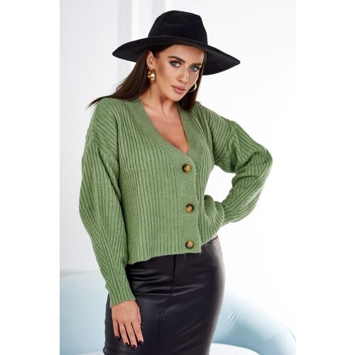 Kesi Ribbed sweater with buttons dark mint Slike