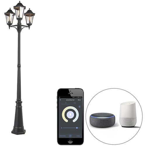 QAZQA Pametna zunanja svetilka črna 3 luči vključno z WiFi ST64 - New Orleans Cene