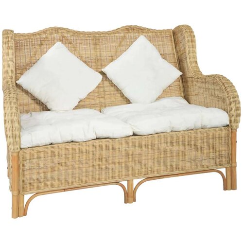 vidaXL Kavč dvosed naravni ratan in platno Cene