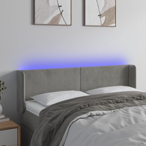 vidaXL LED posteljno vzglavje svetlo sivo 147x16x78/88 cm žamet Cene