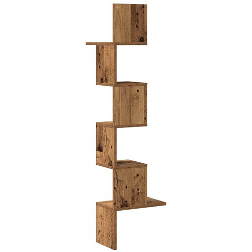  Kutna zidna polica boja drva 32x32x127,5 cm konstruirano drvo Slike