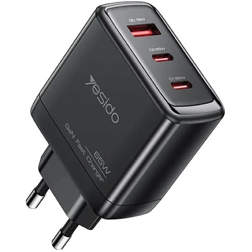  Zidni punjač Yesido YC144C 65W 3.25A 1 x USB-A - 2 x USB-C s USB-C kabelom crni Slike