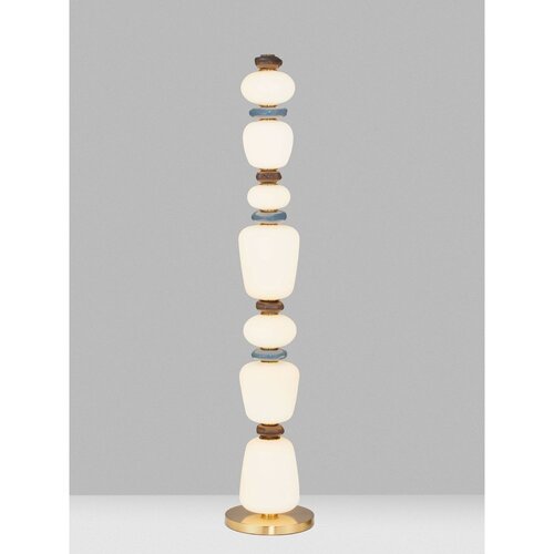 Nova Luce Bela/v zlati barvi kovinska LED zatemnitvena stoječa svetilka s porcelanastim senčilom/s steklenim senčilom (vi&amp;scaron;ina 130,5 cm) Palo &amp;ndash; Slike