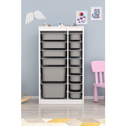Hanah home višenamenska komoda Montana Xs 2D4N8U v2, 69 x112.2 x29.6 cm, Belo-siva Cene