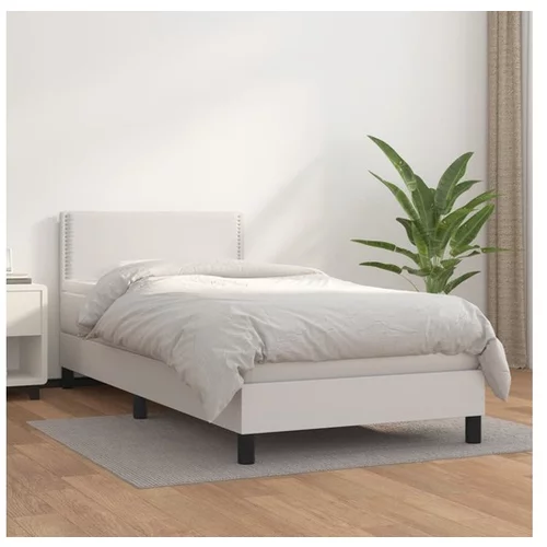  Box spring postelja z vzmetnico bela 80x200 cm umetno usnje