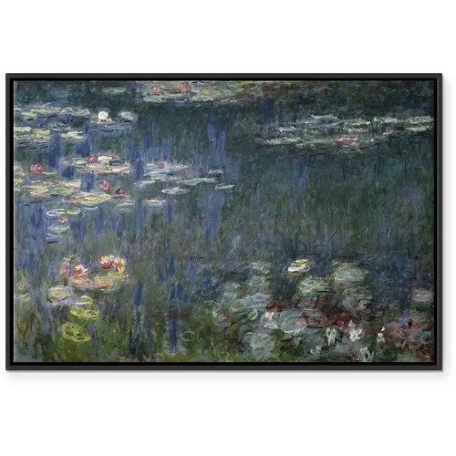  Slika - Claude Monet &amp;ndash; Waterlilies: Green Reflections 120x80 U crnom drvenom okviru Slike