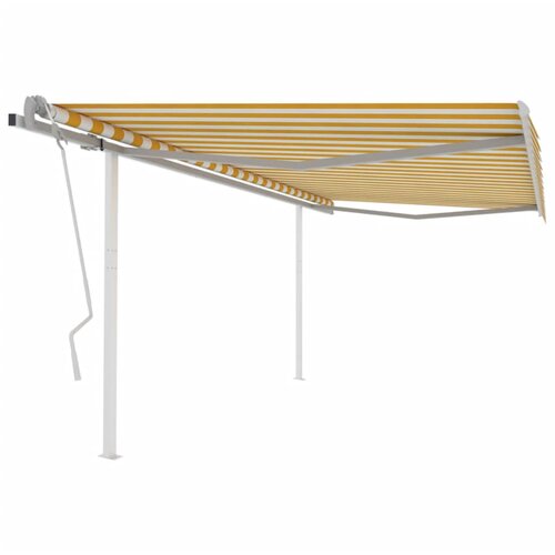 vidaXL ročno zložljiva tenda s stebrički 4x3 m rumena in bela Cene