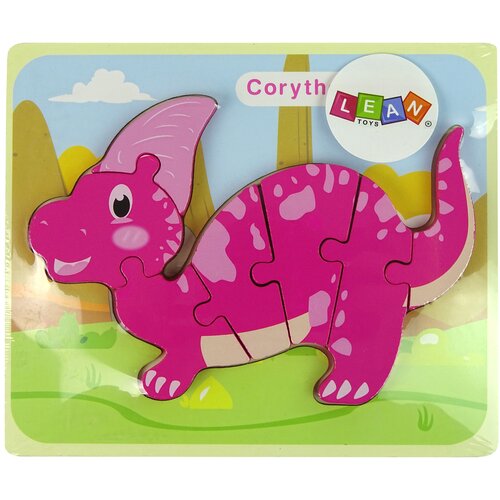  Wooden Puzzle Dinosaur Corythosaurus Pink Spinosaurus Purple Slike