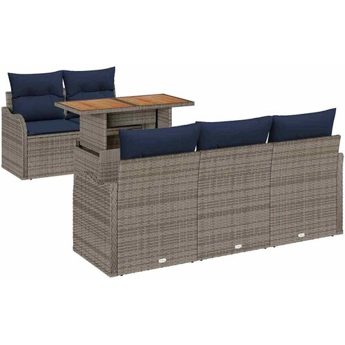 VidaXL Vrtna sedežna garnitura z blazino 6 pcs siva in mornarsko modra, (5000063022) Slike