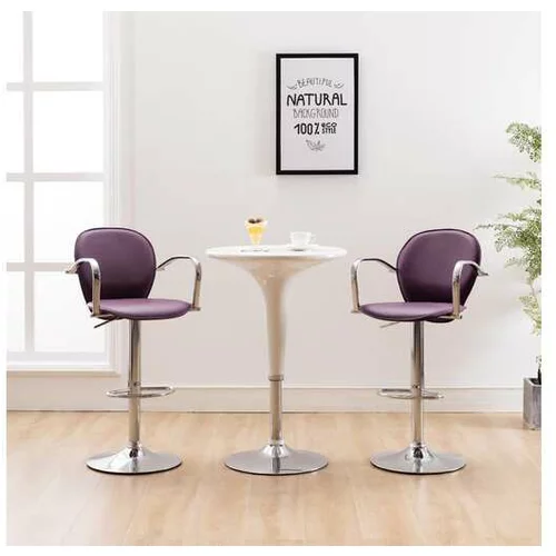  Barski stolčki z naslonjali 2 kosa vijolično umetno usnje