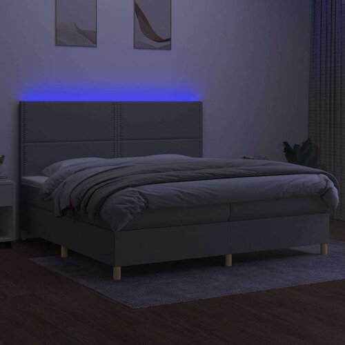  Box spring s madracem LED svjetlosivi 200x200 cm tkanina Slike