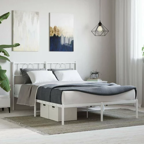 Metalni okvir za krevet s uzglavljem bijeli 120x200 cm