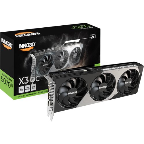 Inno3d NVIDIA RTX 5070 Ti X3 OC 16GB GDDR7 256 bit, 2482MHz / 28Gbps, 3x DP, 1x HDMI, 3 fan 2 slots Cene