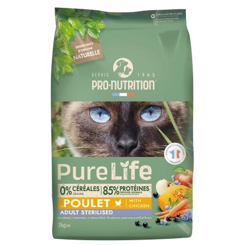 Pro Nutrition Pure Life Cat hrana za mačke - Sterilised Chicken 2kg AKCIJA 1+1 GRATIS! Cene