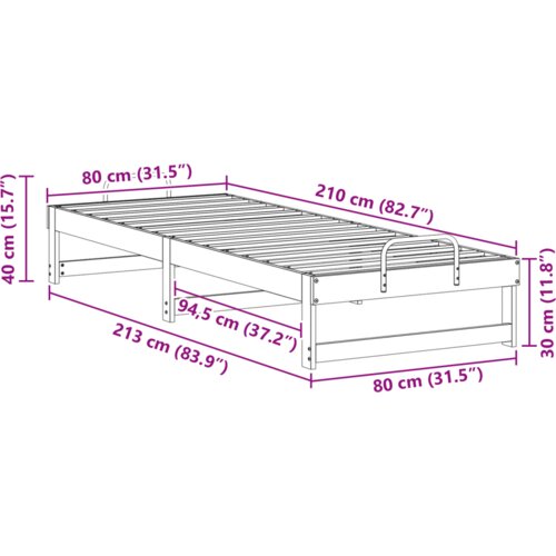  Krevetna konstrukcija s ručkama Smeđa 80 x 210 cm Slike