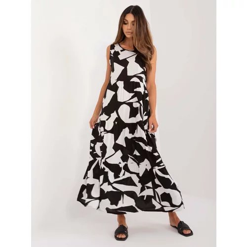 Fashion Hunters Black and white maxi dress with ruffles SUBLEVEL