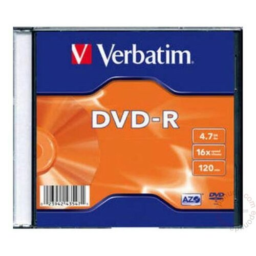 Verbatim DVD-R 4.7GB 16X SLIM CASE 43547 disk Slike