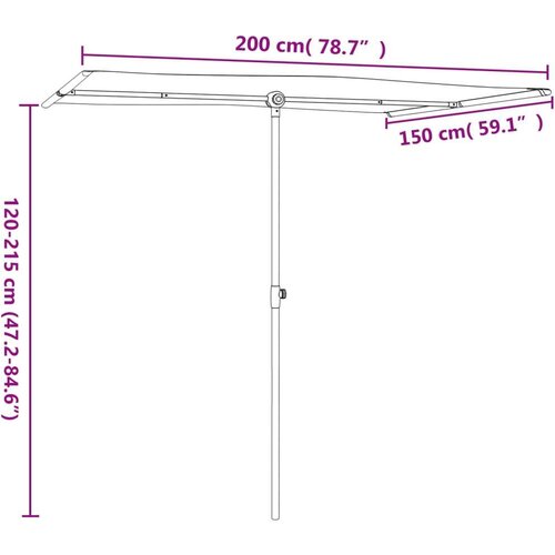 Vrtni suncobran s aluminijskom &amp;scaron;ipkom 2 x 1 5 m crni Slike