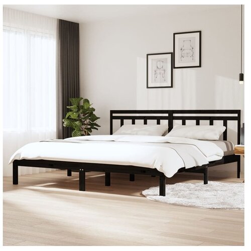  Okvir Za krevet od masivne borovine crni 200 x 200 cm Cene