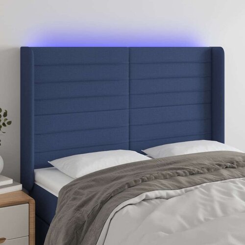  Uzglavlje plavo 147 x 16 x 118/128 cm od tkanine Slike