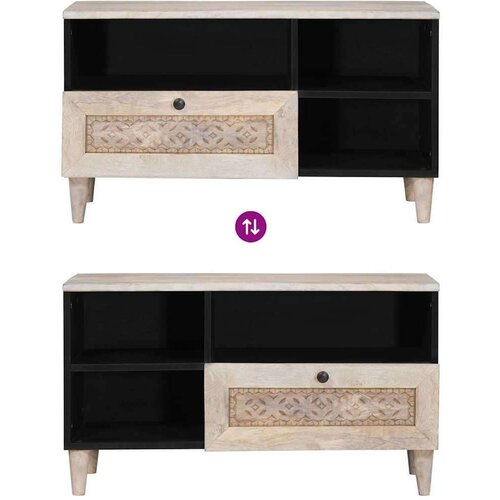 VidaXL tv ormar s ladicama bijelo 80 x 33 x 46 cm masivno drvo manga Slike