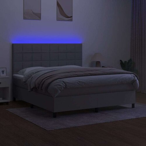  Box spring s madracem LED svjetlosivi 180x200 cm tkanina Slike