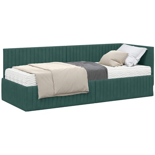 vidaXL Kutni krevetni okvir s madracem 2 pcs Zelena Bar&scaron;un - Tamnozelena 80 x 200 cm Cijene