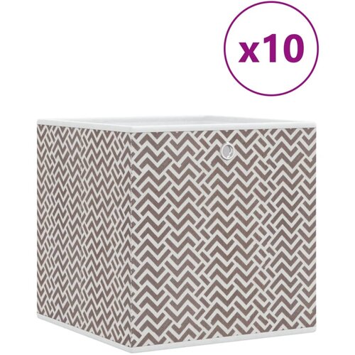 VidaXL &amp;Scaron;katle za shranjevanje 10 kosov rjav 32x32x32 cm blago Slike