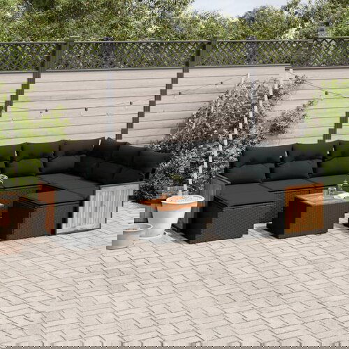  The Living Store Vrtna sedežna garnitura 10-delna z blazinami črn poli ratan - Vrtna Sedežna Garniture, (21453009) Cene