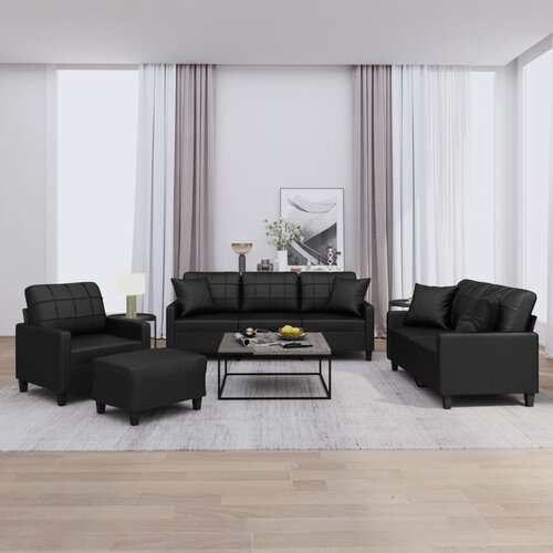 vidaXL 4-dijelni set sofa s jastucima crni od umjetne kože Cijene