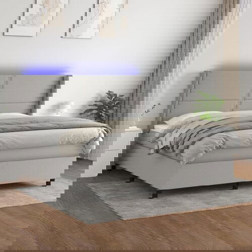  The Living Store Box spring postelja z vzmetnico LED sv. siva 160x200 cm blago - Box Spring Postelja, (21518250) Cene