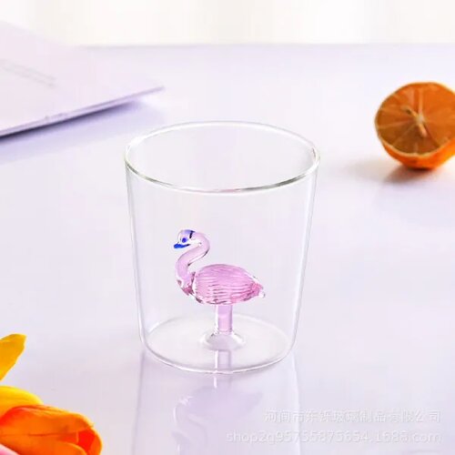 CUTE&amp;amp;COOL HOME staklena ča&amp;scaron;a sa flamingosom,400ml Slike