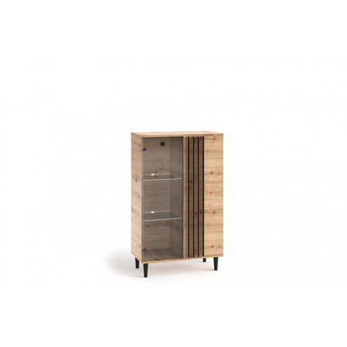 ADRK Moderna vitrina LIVIA 02 s drvenim nogicama - HRAST ARTISAN Slike