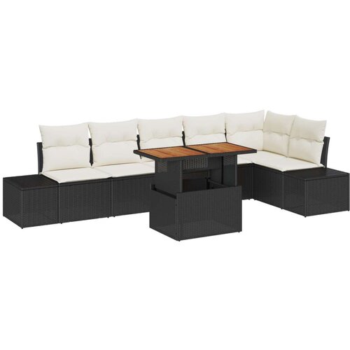 vidaXL set od 7 dijelova vrtnih sofa s jastučićima Crni Poli Ratan Cene