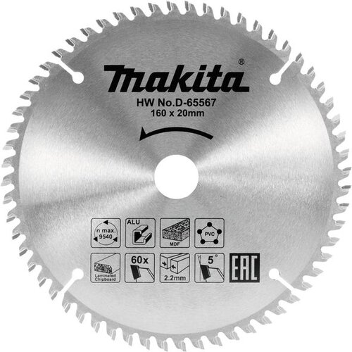 Makita tct list testere 165mm x 20mm x 60T D-65573 Slike