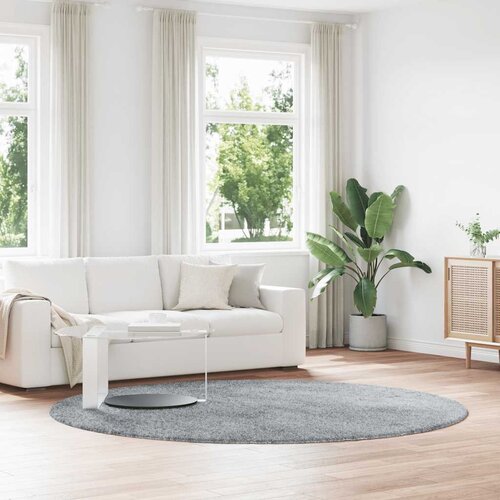 VidaXL Čupavi tepih s visokim vlaknima srebrnosiva 240x240cm poliester Slike