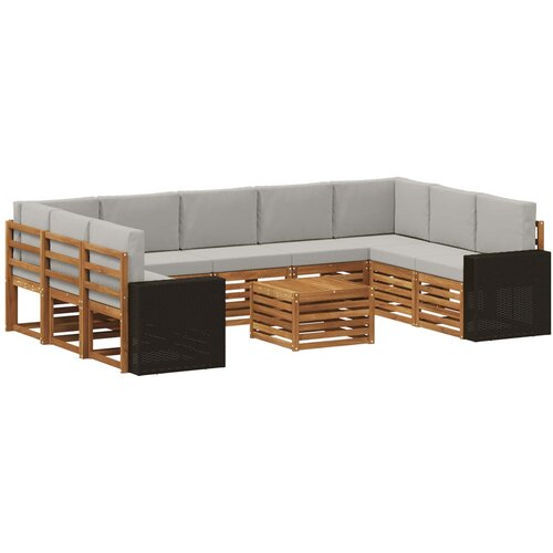 vidaXL Sedežne garniture z blazino 10 pcs Naravna in svetlo siva, (5000283679) Cene