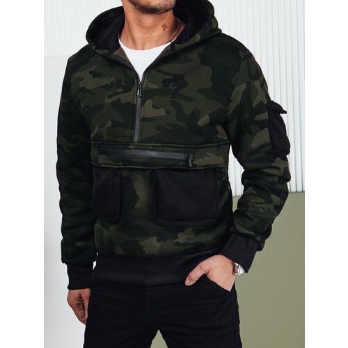 DStreet Bluza męska moro z kapturem zielona Slike