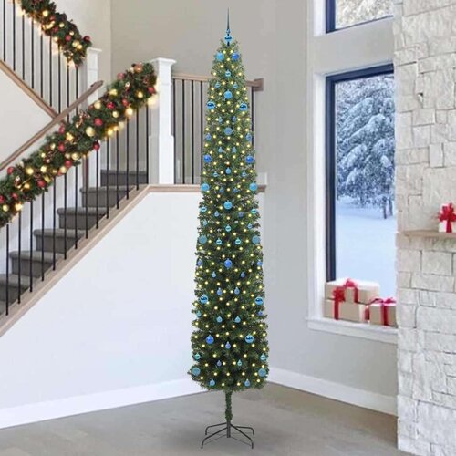 vidaXL Umestno božično drevo Zelena 300 cm PVC in Jeklo in Plastika Cene