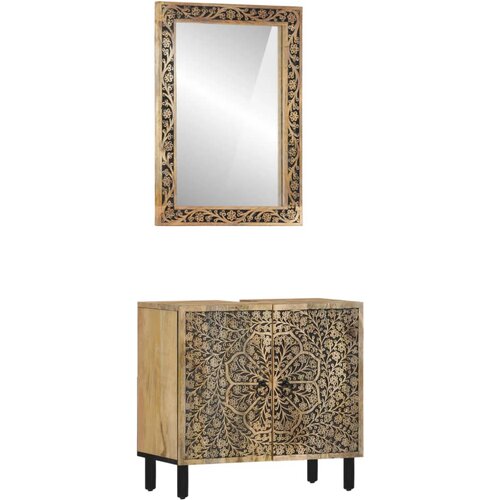 vidaXL 2-dijelni set kupaonskog namještaja od masivnog drva manga Cene