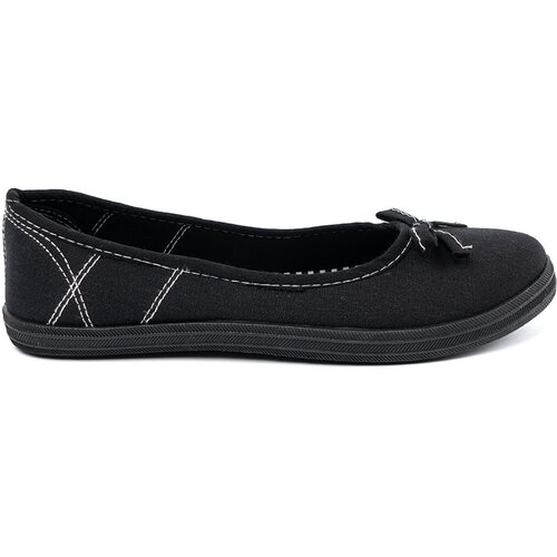 Shelvt Black fabric ballerinas with a bow Slike