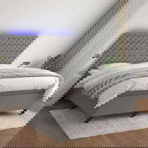  Box spring s madracem LED tamnosivi 140x200 cm tkanina Cijene