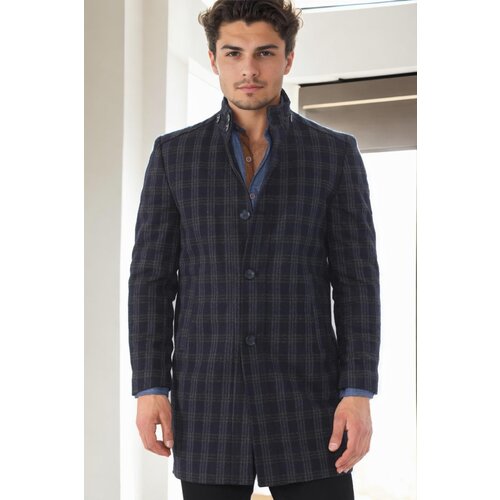 Dewberry PLT8370 MEN&amp;#039;S COAT-PATTERNED NAVY BLUE-2 Slike