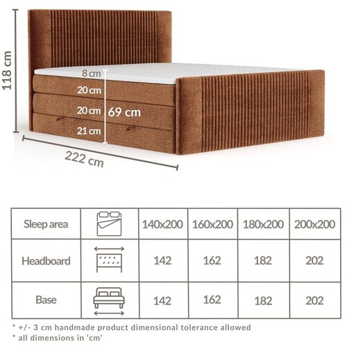 Maison de R&amp;ecirc;ve Narančasti boxspring krevet s prostorom za odlaganje 140x200 cm Bergamo &amp;ndash; Slike